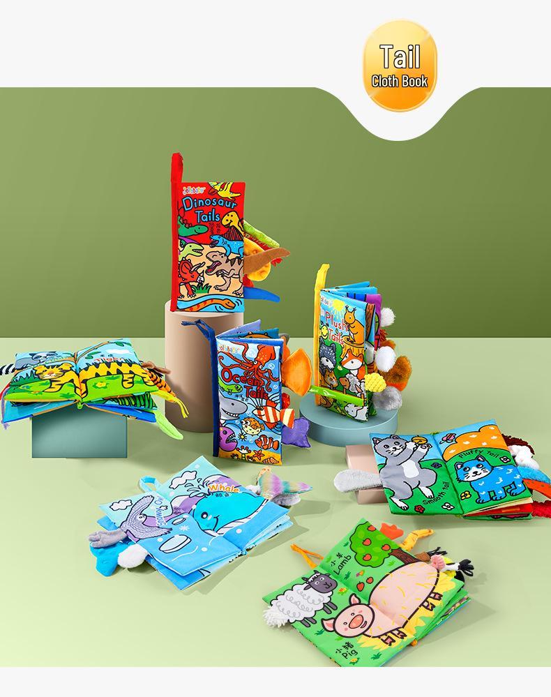 Jollybaby Animal Tail Peek-a-Boo Cloth Book - Baby Toy for Early Education (0-3 Years)