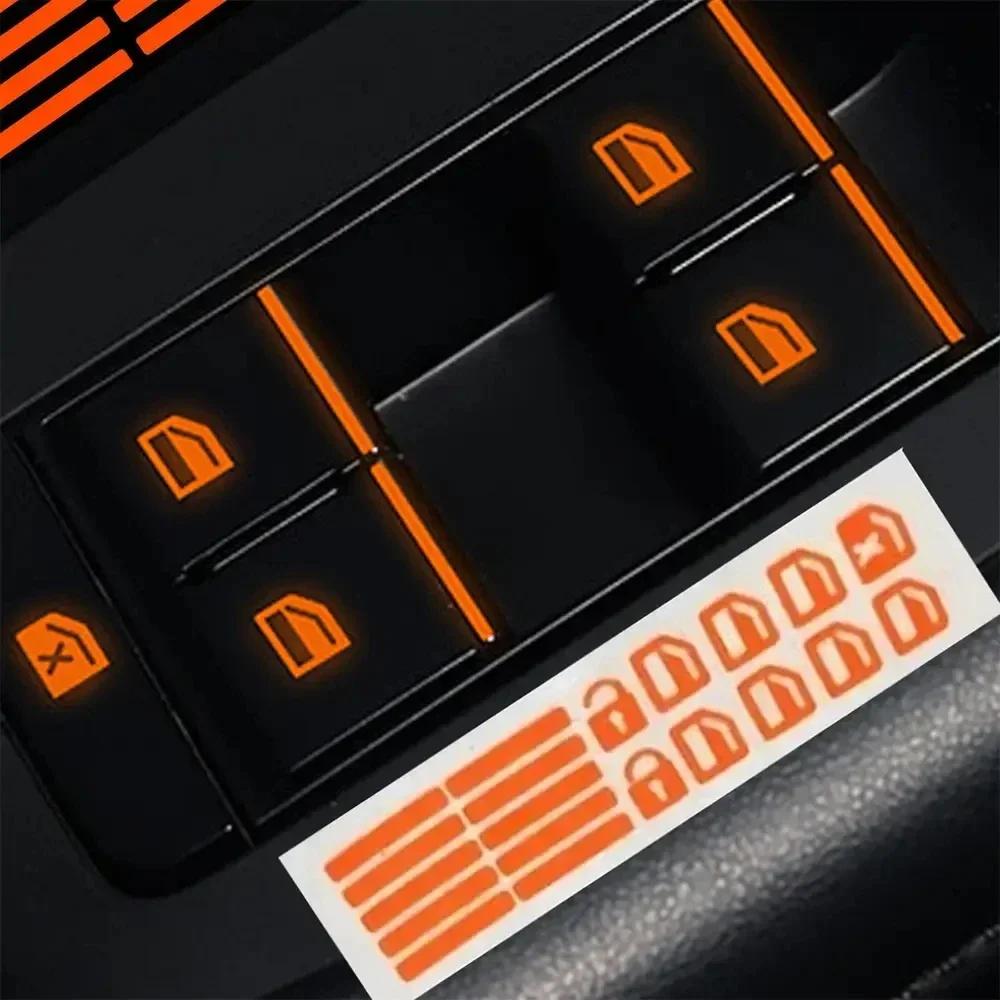 Car Luminous Door Window Lift Button Stickers Car Windows Control Panel Decals Car Interior Sticker Auto Interior Accessories