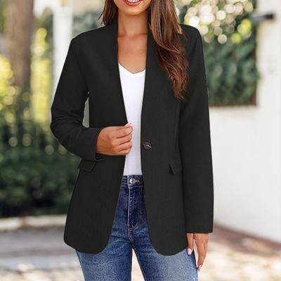 Frauen Herbst Winter Anzug Mantel Einfarbig V-ausschnitt Langarm Slim Fit Weibliche Business Büro Blazer Jacke