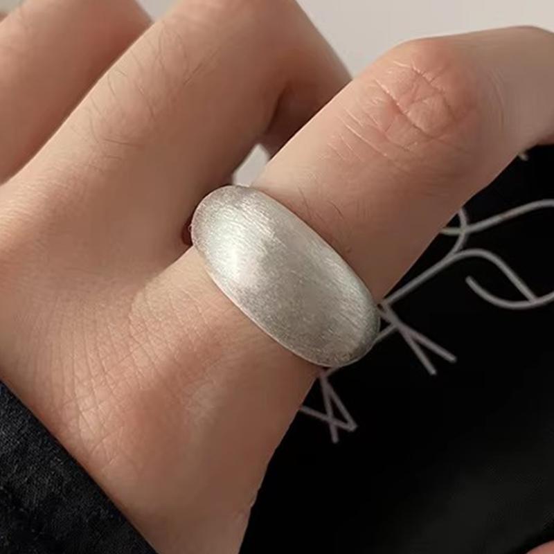 PANJBJ 925 Sterling Silber Dicker Doppelring für Damen Mädchen Geschenk Minimalismus Neutral Öffnend Breiter Schmuck Dropshipping