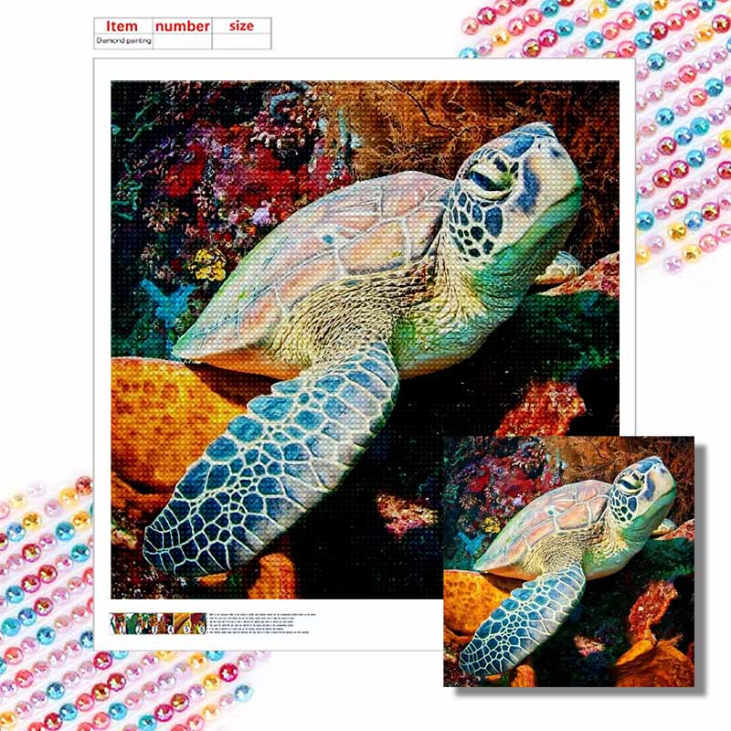 New Arrival 5D DIY Full Circle Diamond Painting "Turtle" Embroidery Cross Stitch Home Decor Gift