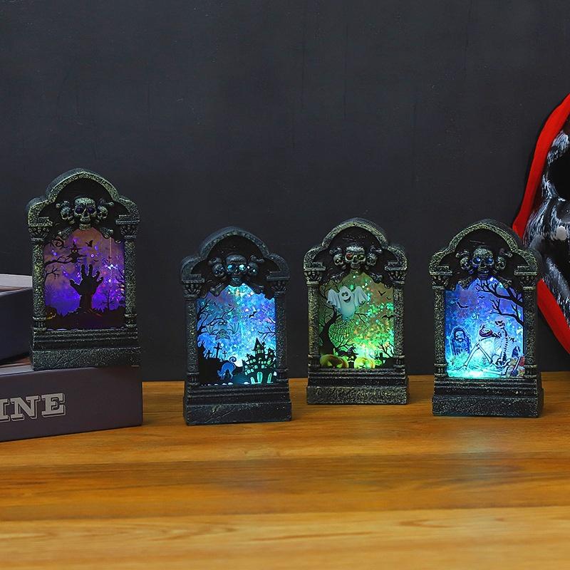 1PC Halloween Festival Tombstone Light LED Colorful Night Lamp Haunted House Bar Decoration Props