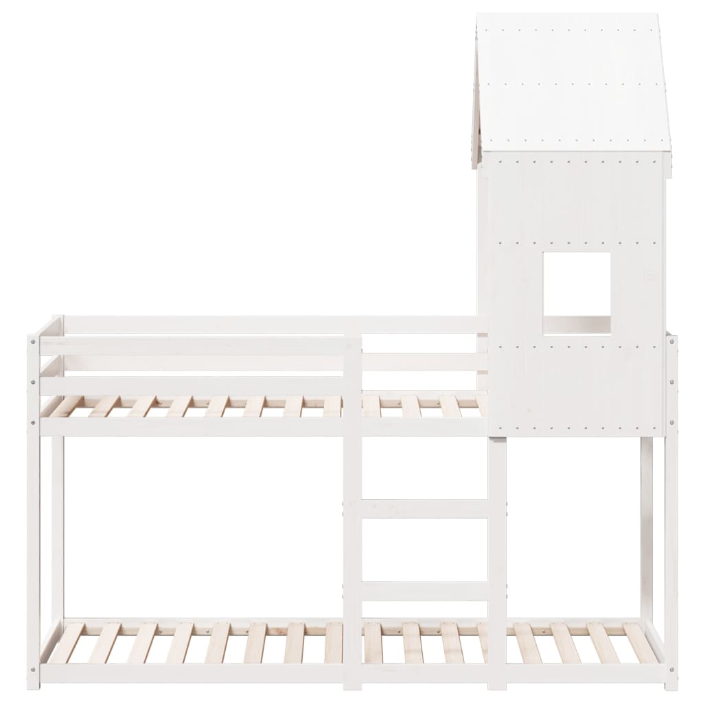 Bunk Bed with Canopy White 80x200 Cm Solid Pine Wood