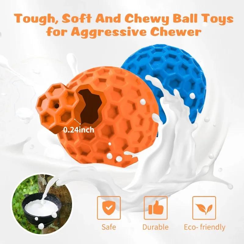 1pcs Indestructible Squeaky Dog Toys, Interactive Dog Balls Natural Rubber Puppy Ball for Dog Chew Toys Random Color