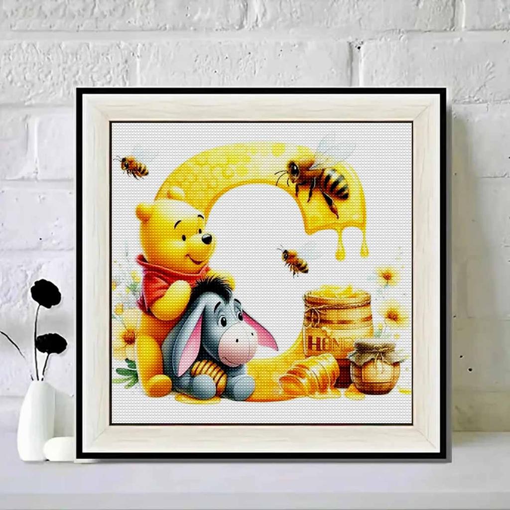 DIY Diamond Painting Round Diamond The Letters "C" In Vini and Eeyore Full Diamond Mosaic Home Decoration Painting Cross Stitch Kit