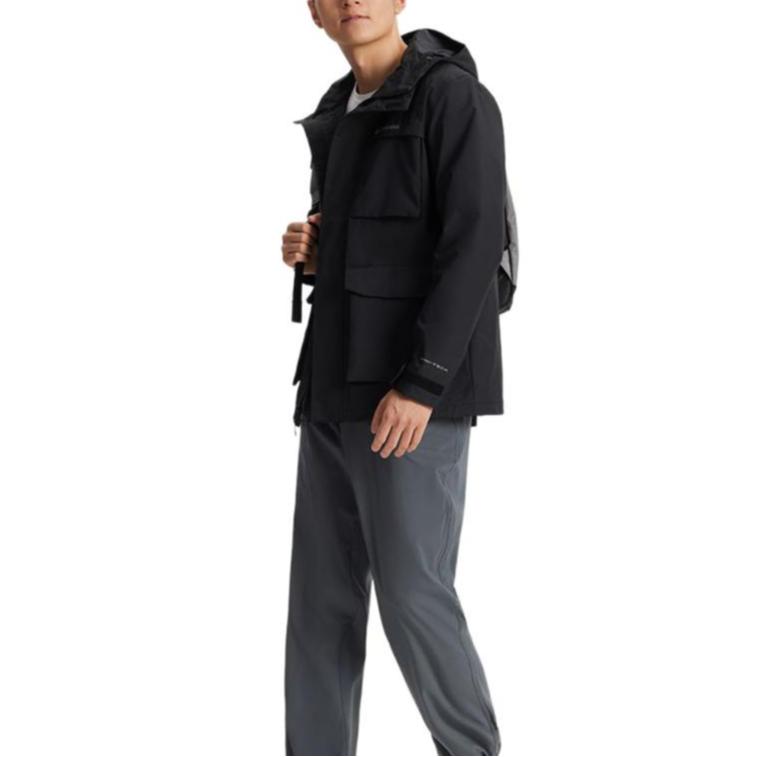 Columbia Solid Color Pocket Spliced Casual Hooded Lightweight Waterproof Windproof Jacket Men jackets Black WE2778-010