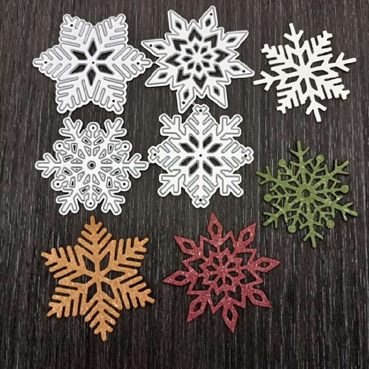 4 Pcs/Set Snowflakes Metal Cutting Die Snowflakes Embossing Script Die Stencils