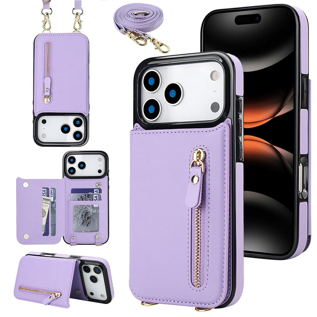 Crossbody Zipper RFID Wallet Card Slot Phone Case for IPhone 17 Pro Max 17 Air 16E 16 15 14 Plus 13 12 11 XR XS Leather Cover
