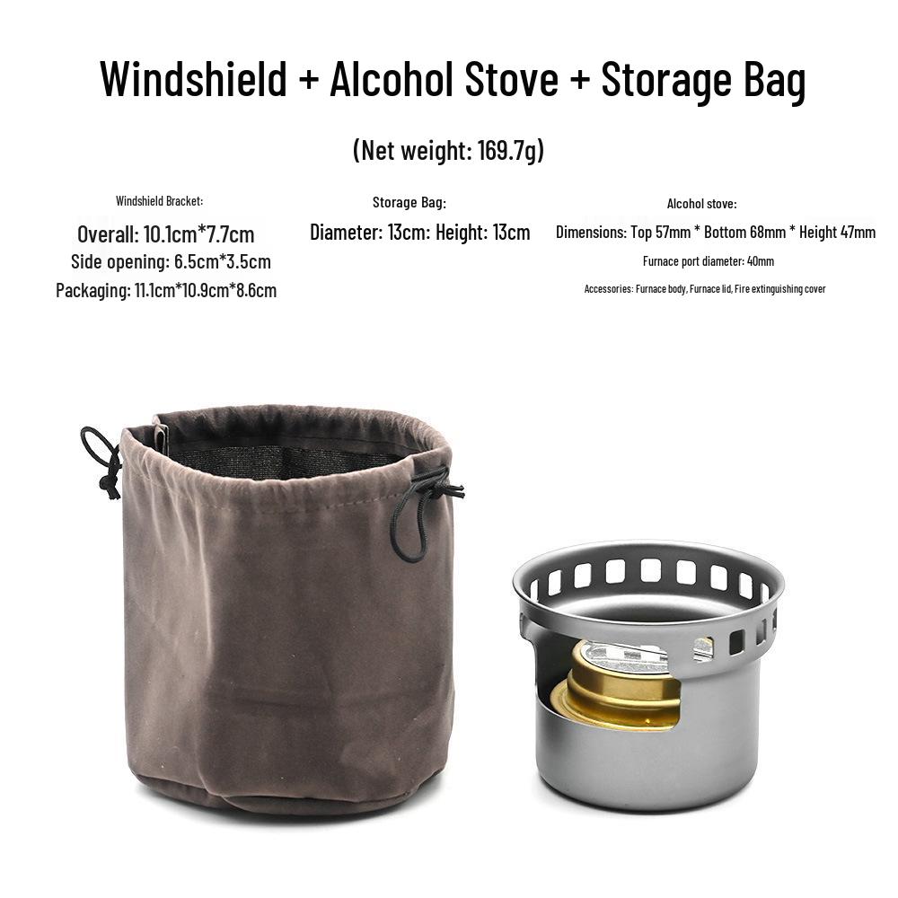 Windproof Mini Outdoor Camping Alcohol Stove with Solid & Liquid Fuel Compatibility