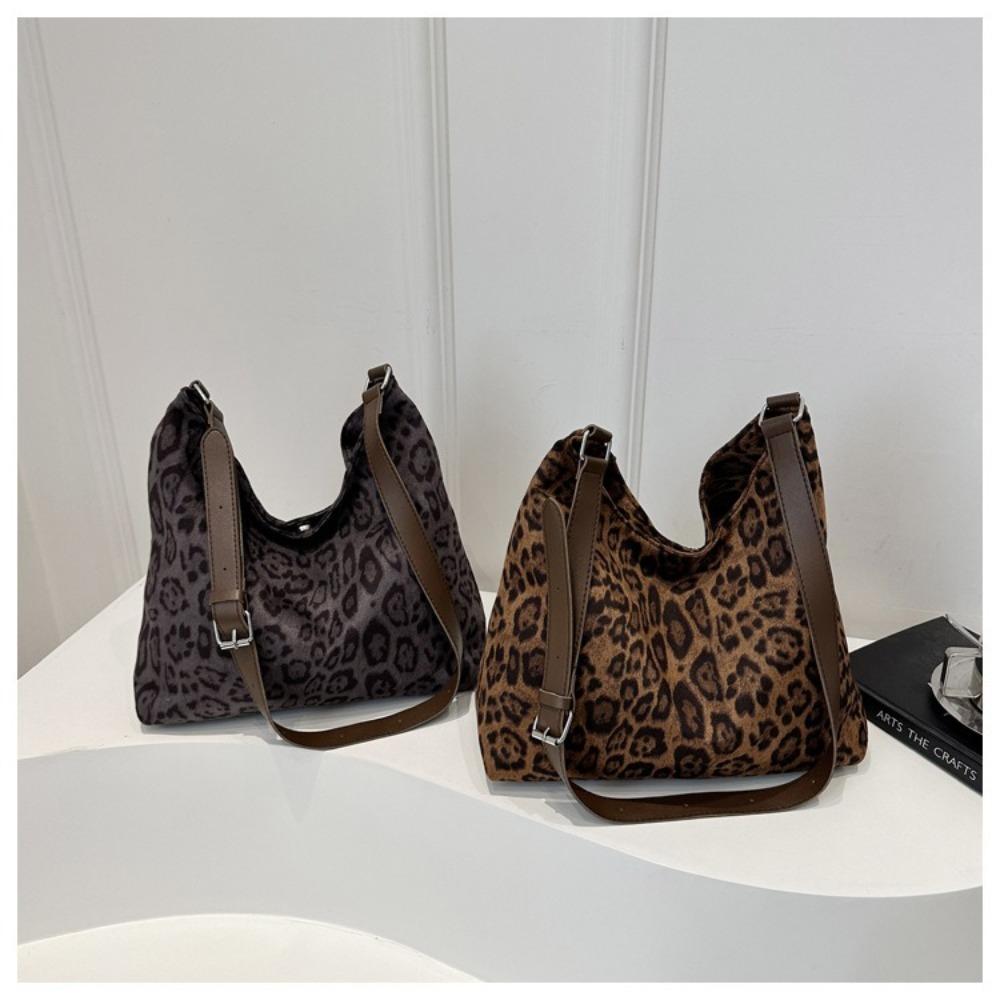 Fashion Large Capacity Leopard Print Tote Bag Popular Trendy Shoulder Bag Temperament Crossbody Bag
