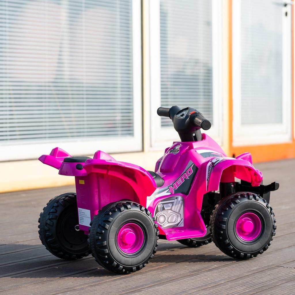 6V Kids Ride-On ATV, Electric Quad with Music, Battery-Powered 4 Wheeler for Toddlers & Children, Magenta