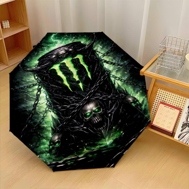 Stampa Monster Energy 8?Ombrello Pieghevole Automatico con Stecche Resistente al Vento Leggero per Viaggi all'Aperto
