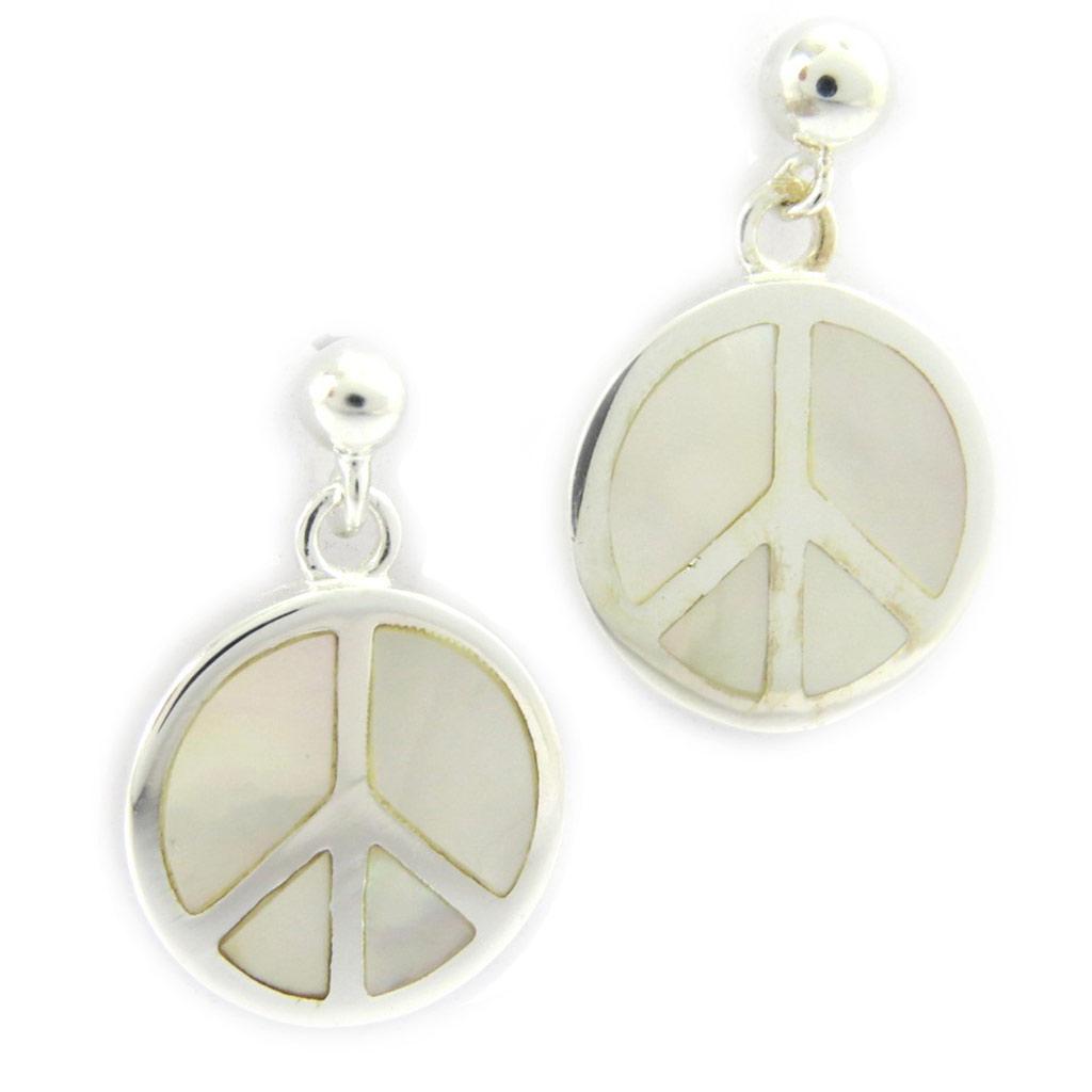 Les Trésors De Lily [G6455] - Silver 'Peace' Mother-of-pearl Earrings