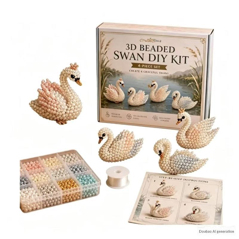 Tiny 3D Beaded Animal DIY Kit, Easy DIY Beading Embroidery Kit With 4 Cute Designs, 3D Animal Themed Beadwork Kit For Beginners