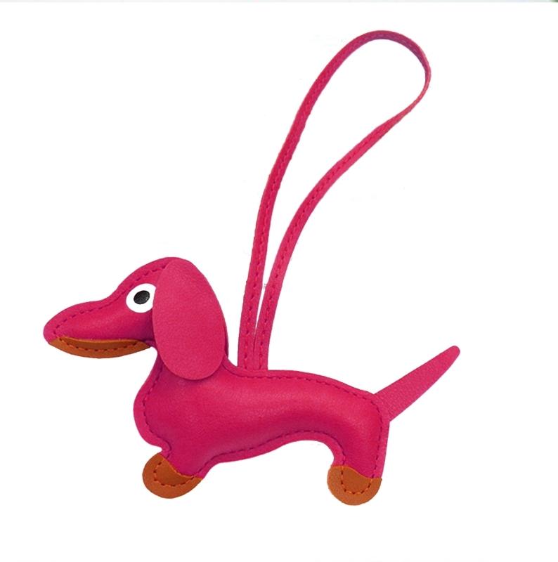 Mini Dachshund Dog Keychain  PU Leather Animals Keyring Hanging Ornament Backpack Handbag Charm Gift for Men Women