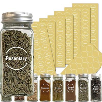 144PCS Kitchen Adhesive Labels Individuality Black And White PVC Transparent Waterproof Spice Label Stickers Kitchen Gadgets