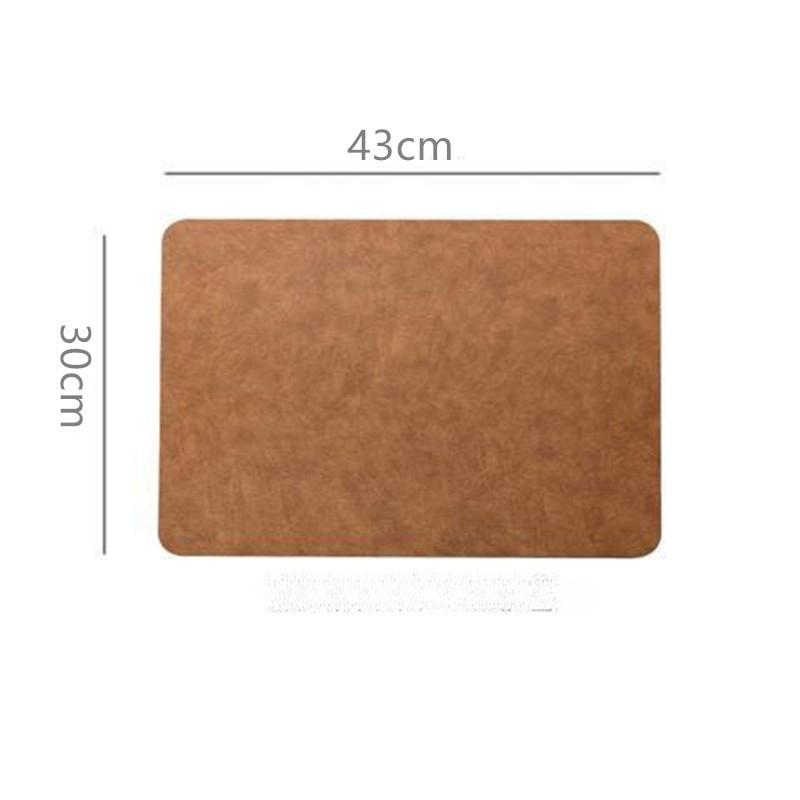 Light Luxury Solid Leather Placemat Coffee Brown PVC Table Mat Waterproof Oilproof Heat-Insulated Plate Bowl Pad Table Decor