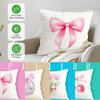 4 Pcs Pink Bow Single-Sided Printed Pillowcase Cushion Cover,Suitable For Living Room,Bedroom,Car Decoration