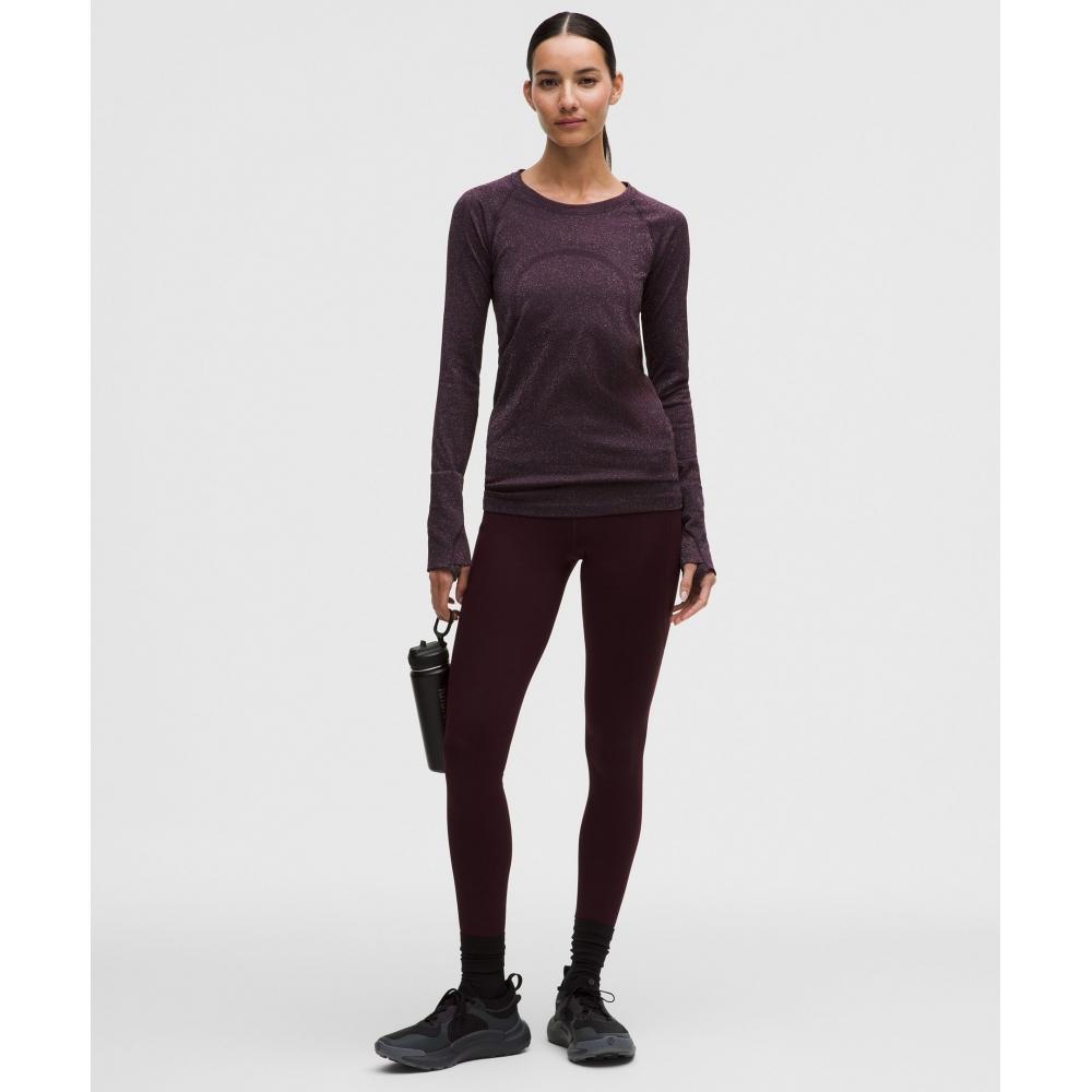 Lululemon Swiftly Tech Long Sleeve Shirt 2.0 Hip Length Sparkle Black Plum Rainbow Lurex
