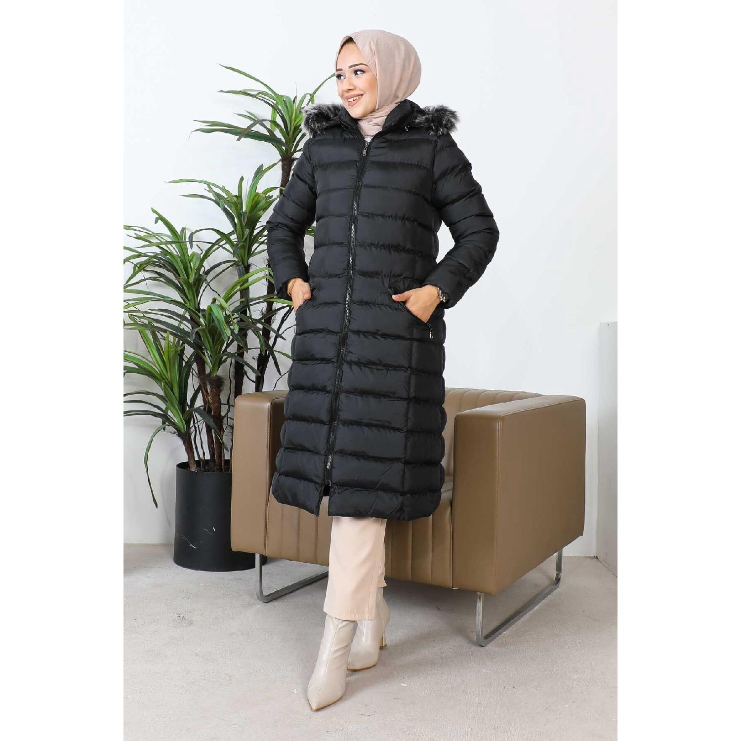 

Black Hooded Zippered Puffer Jacket 50 чёрный