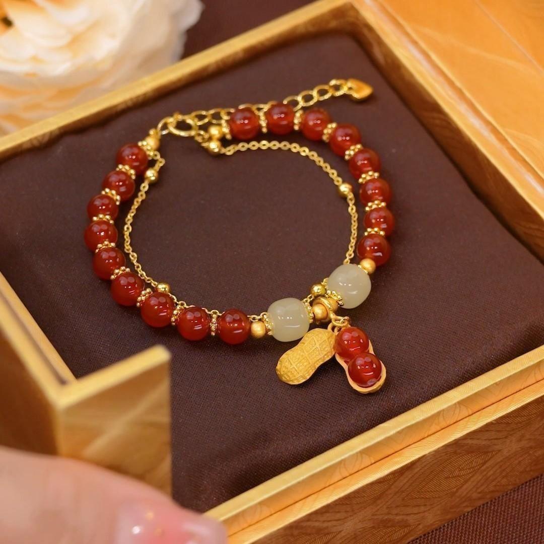 

Good News Peanut Fortune Temperament Double-Layer Women s Bracelet - Light Luxury & Trendy Style