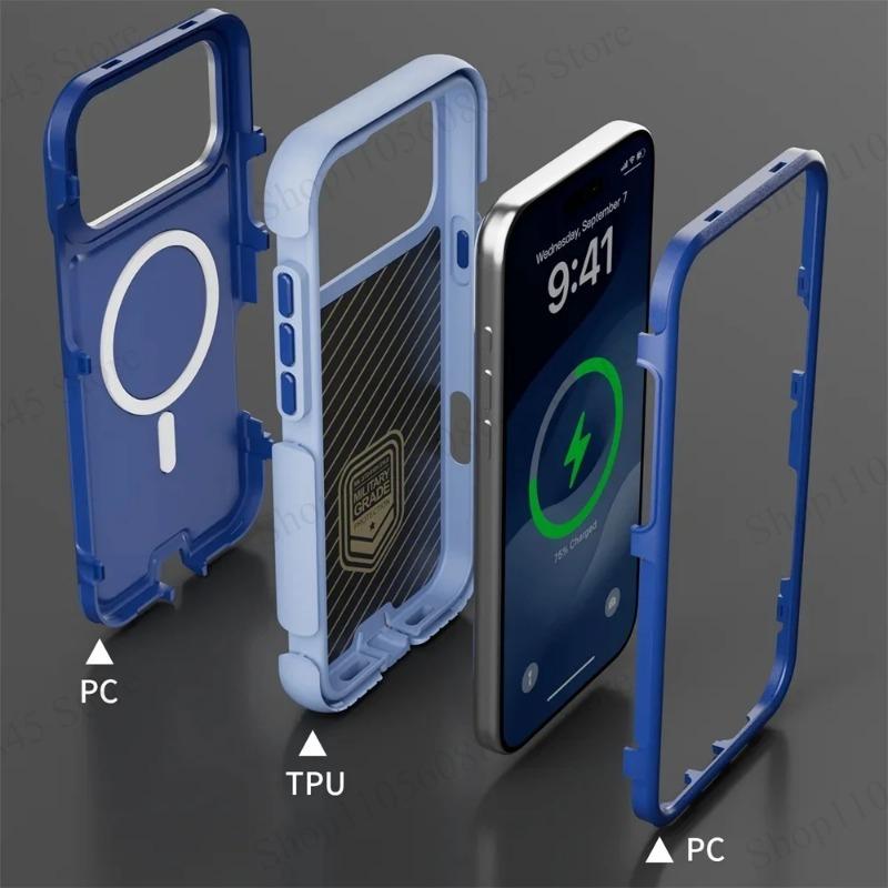 Ott Box Heavy Duty Defender Armor Phone Case for IPhone 18 17 16 15 14 13 12 Pro Max 16 15 14Plus PC+TPU Magnetic Shockproof Anti Scratch Protect Case