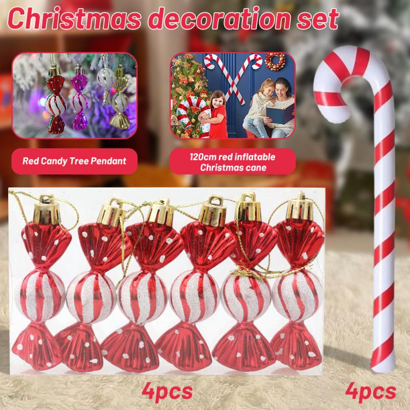 6/24pcs Christmas Lollipop Candy Cane Pendant Xmas Tree Hanging Ball Ornaments Christmas Decorations For Home 2024 New Year Gift
