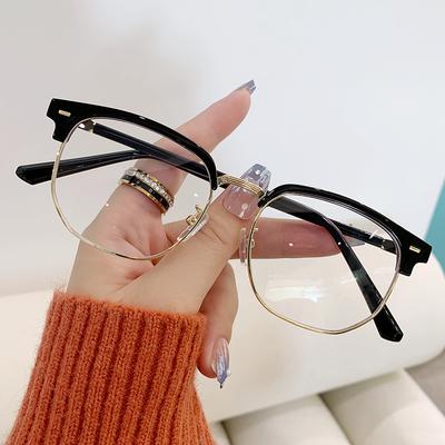 Eyebrow Frame Metal Glasses Frame Male Business Trend Student Boys Anti-Blue Light Glasses Flat Mirror Female Hair