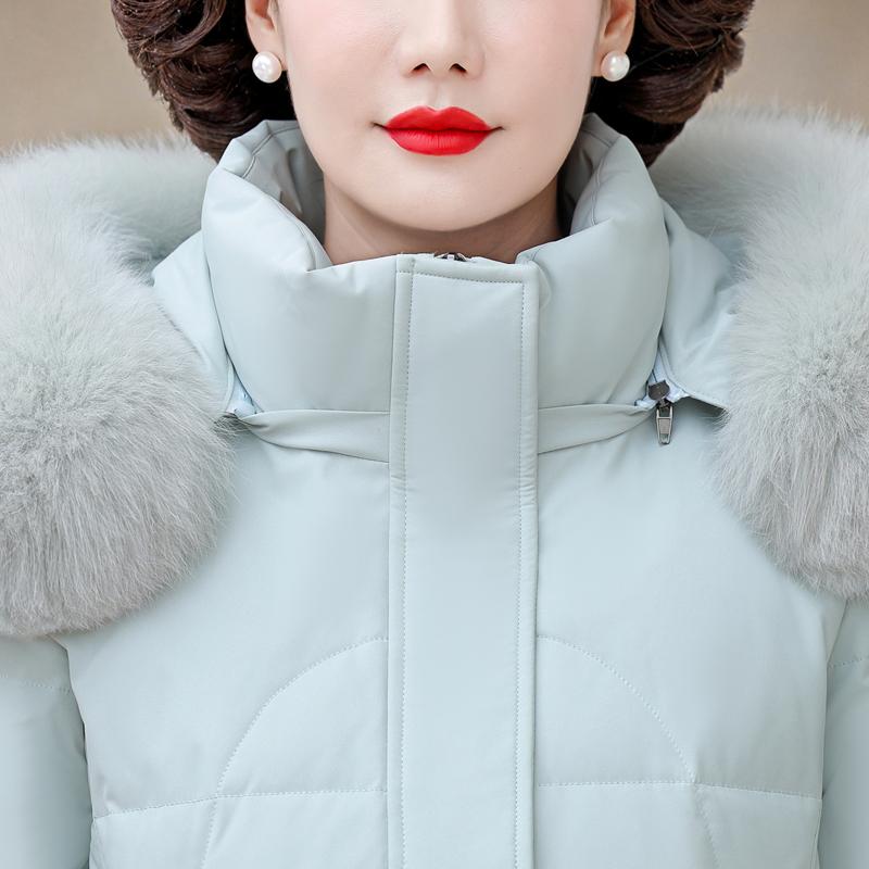 Real Fur Collar Middle Age Women Winter White Duck Down Jackets Vintage Plus Size Parkas Hooded Elegant Thick Warm Short Down Coats Woman Outerwears