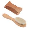 Drewniany Zestaw Szczotki i Grzebienia do Włosów Niemowlęcych do Kąpieli Dziecka Drewniany Grzebień Szczotka z Wełny Męska do Stylizacji Włosów na Olejek Szczotka do Brody