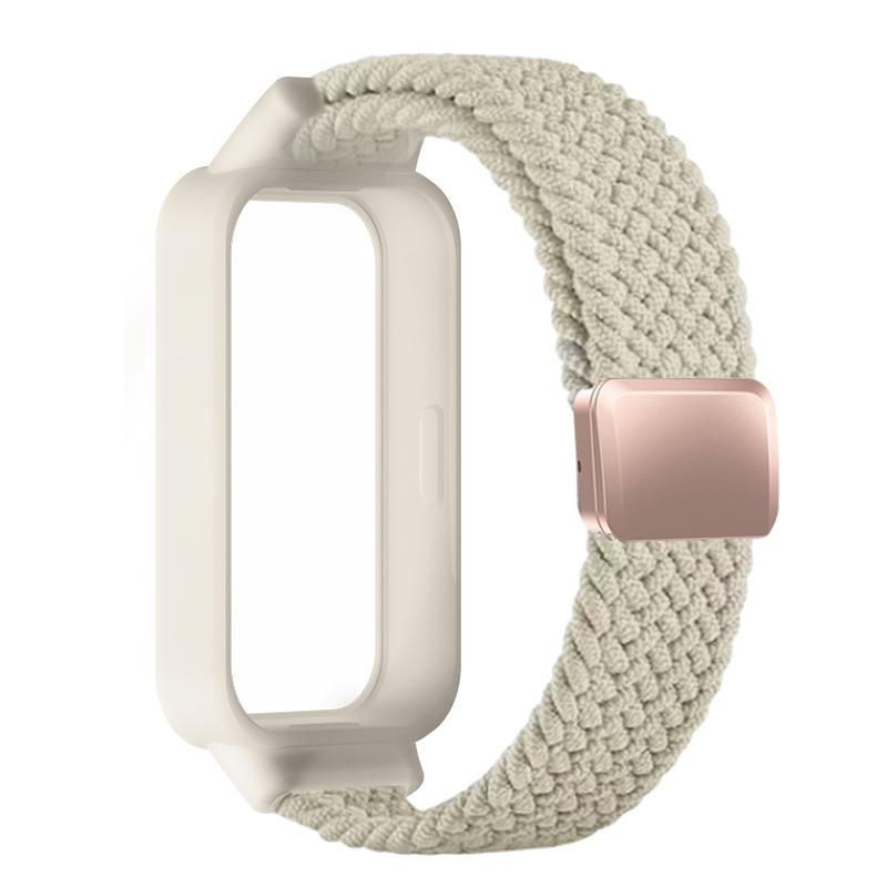 Pulseira Trançada+Capa de PC para Xiaomi mi band 9 8 active acessórios esportes magnético Pulseira de Nylon correa+Capa para Redmi band 3 2