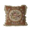 Handmade Wool Throw Pillow Cover Spanish Style Floral Decorative Cushion Case 16x16 Inch