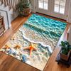 Tappeto da Area 3D Mare Oceano Spiaggia, Tappeto con Stampa Stella Marina Conchiglia per Soggiorno, Tappetino Morbido Antiscivolo, Decorazione Creativa Estiva per la Casa