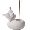White Buddha Incense Burner Ceramic Tray Chinese White Porcelain Statue Incense Holder Meditation & Aromatherapy Decor