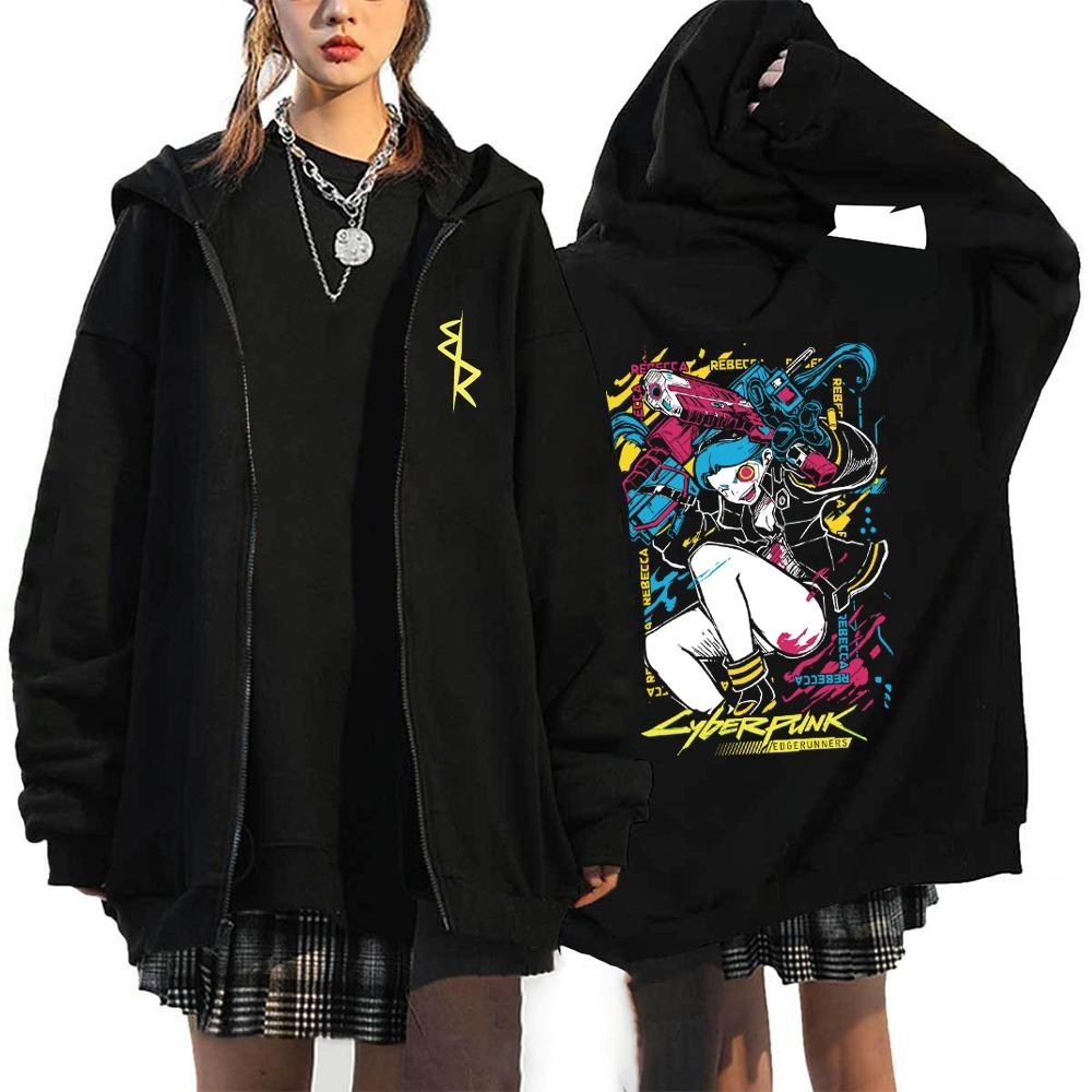 Autumn and Winter Long Sleeved Hoodie Anime Cyberpunk Print Soft and Warm Hoodie Casual Daily Clothing