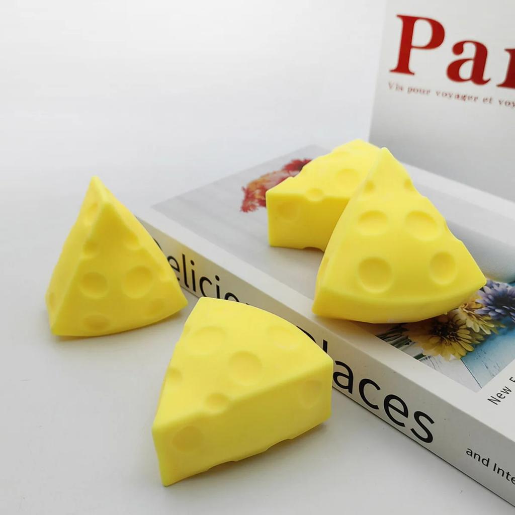 New Kids Adult Squeeze Toy Simulation Cheese Squeeze Toys Soft Cute Decompressing Pinching Cheese Sticky Slow Rebound