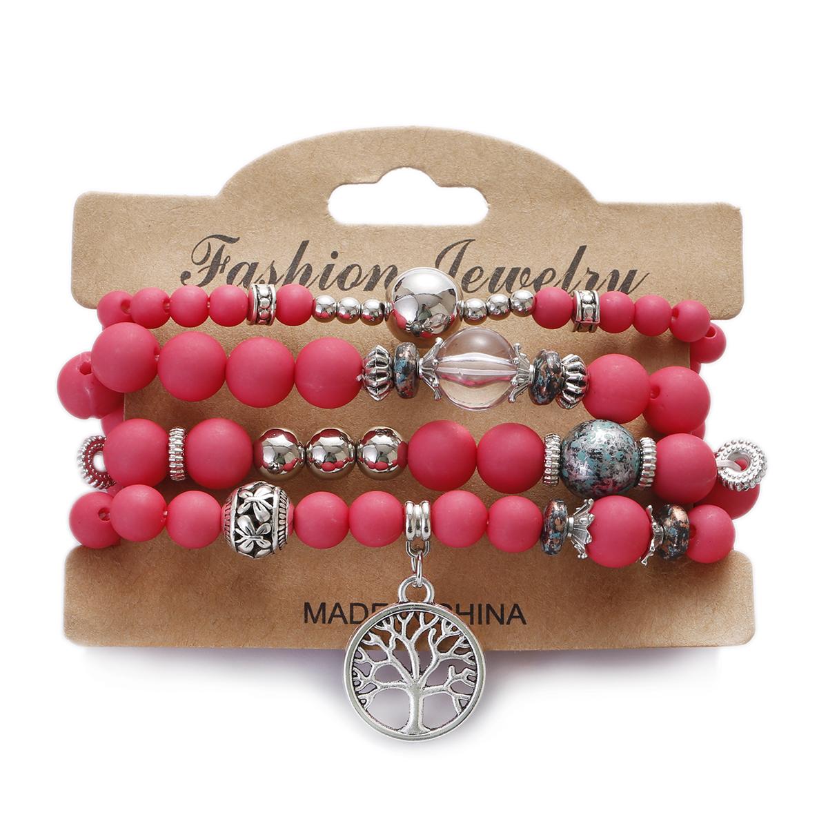 

Бохо Пурпурный Браслет из Бусин Набор для Женщин Девочек Ручной Работы Сплав Этнический Шарм Древо Жизни Обертывающий Браслет Pulseira Feminina