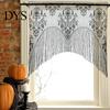 Gruselige Spitzen-Fenstervorhang Halloween-Vorhang, Totenkopf- und Fledermausmuster, transparentes Vorhangdesign Dekoration, lichtfilternder gotischer Vorhang für Wohnzimmer