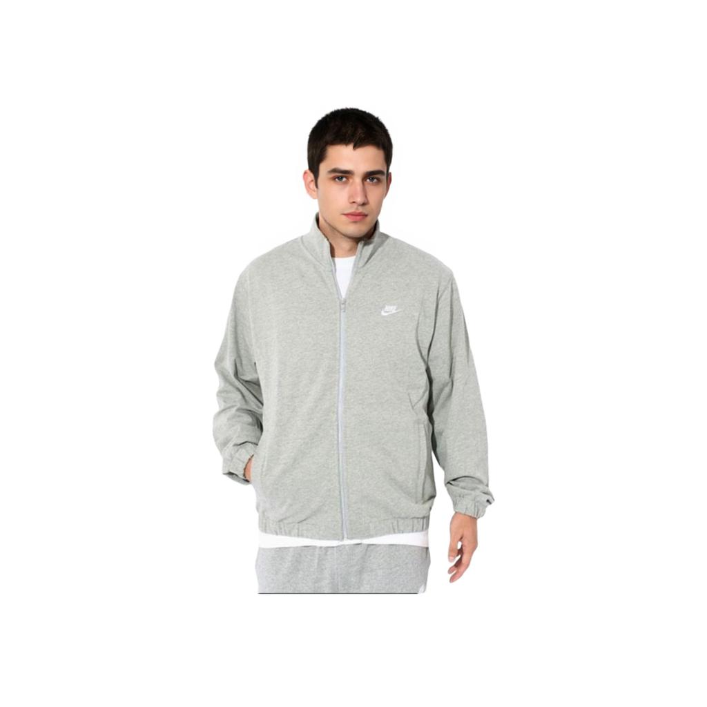 Nike Einfarbige Stehkragen-Reißverschluss-Freizeitjacke mit langen Ärmeln für Herrenjacken Grau FQ3427-063