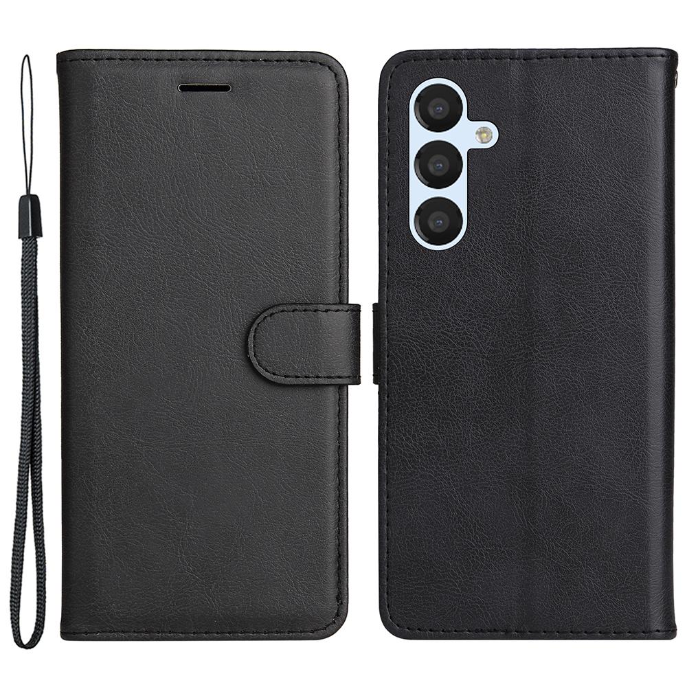 For Samsung Galaxy S23 FE Case Solid Color Leather Mobile Cover Wallet Stand with Strap
