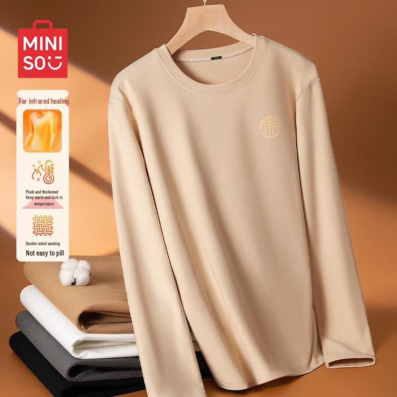 MINISO Men's Winter Double-Sided Fleece Warm Long-Sleeve Top