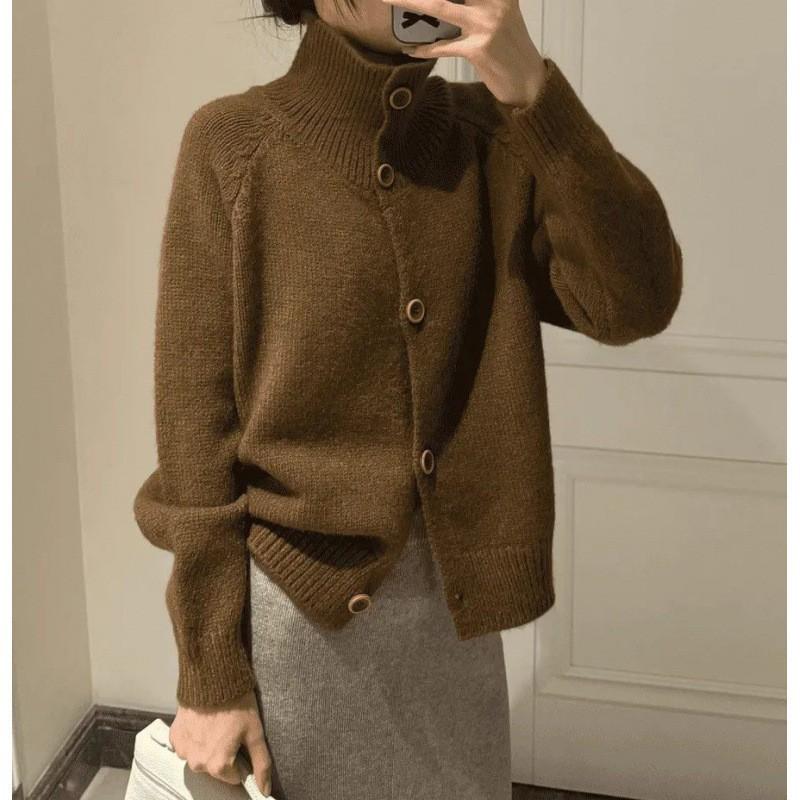 Women's Pullover Sweater New Jacket High Neck Autumn and Winter Style Knitted Cardigan