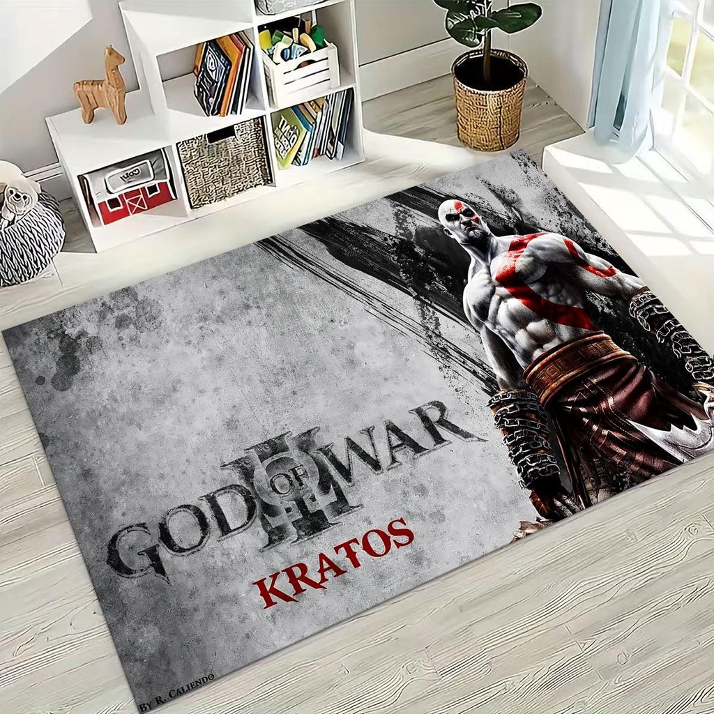 Tappeto Classici God of War Kratos Gioco 3A Tappeto per Giocatori per Camera da Letto Soggiorno Divano Casa Zerbino Decorazione, Tappetino Antiscivolo Grande per Giochi per Bambini