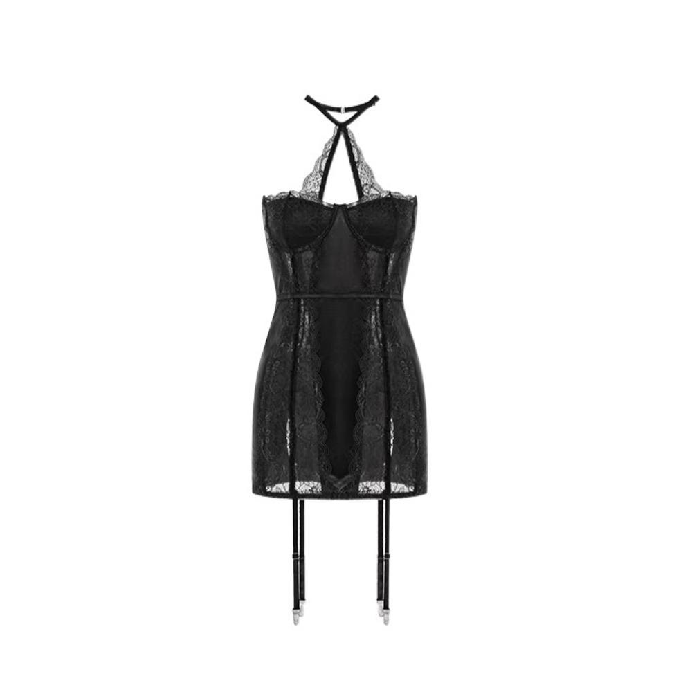 Satin Silk Mesh Nightwear Halter Sleeveless Nightdress Fashion Lace Nightgown  Girl