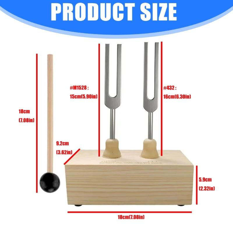 Resonance Tuning Forks 432Hz, 528Hz Chakras Tuning Forks Wooden Resonance Box Sound Tool for Meditation Enduring