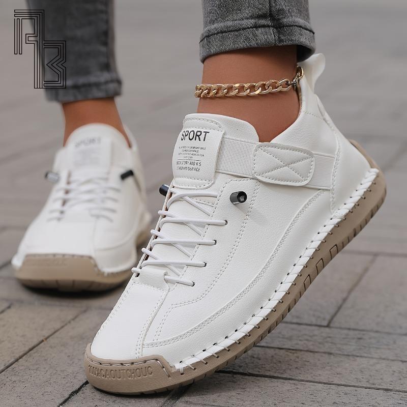 Autumn and Winter Plus Size Men's Mid Top Boots, Outdoor Casual Shoes, Fashionable and Versatile Workwear Stitched Shoes