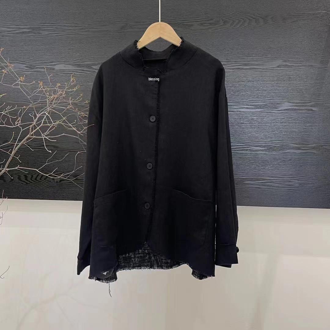 Women s Spring Retro Cotton-Linen Jacket - Versatile Long Sleeve Shirt One Size