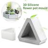 1 st Triangel Betong Silikonform Kaktus Suckulent Växtkruka Form DIY Cement Lera Hantverk Gjutning Blomkruka Form 3D Form