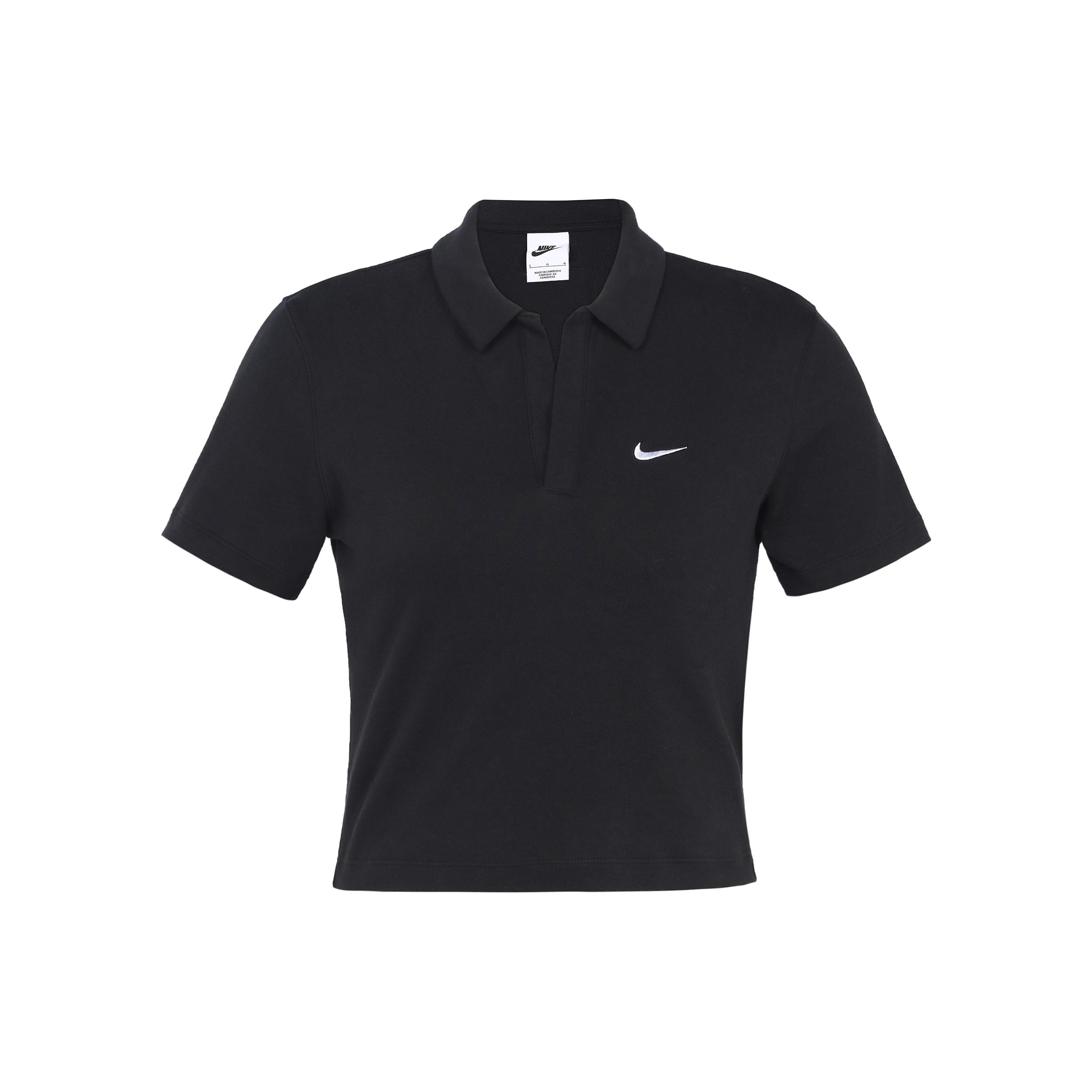 (WMNS) Nike Sportswear Essential Polo Shirt Asia Sizing Black White Women s DV7885-010 S