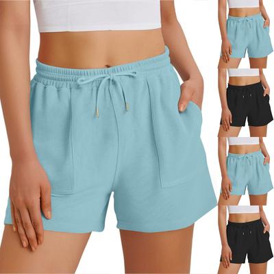 Pantalones Cortos Deportivos Casuales de Verano para Mujer Cintura Elástica Cómodos Pantalones Cortos Casuales Con Bolsillos